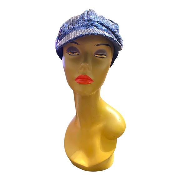 Stylish Blue Sequin Women's Cap - Picture 1 of 3